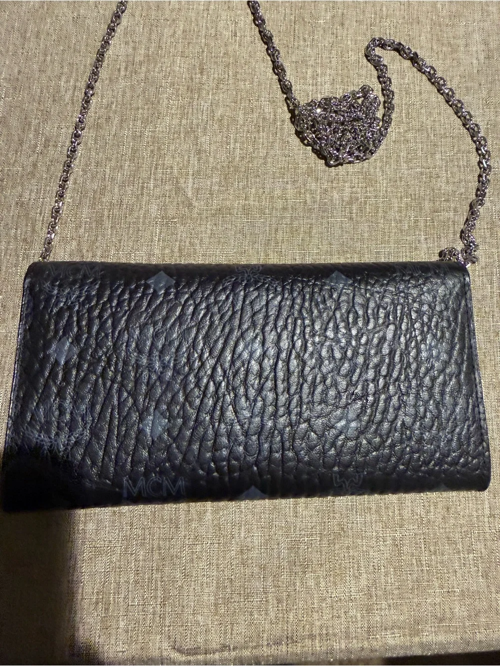 MCM Patricia Visetos Wallet on a Chain (WOC) Black/Red Leather Crossbody Clutch
